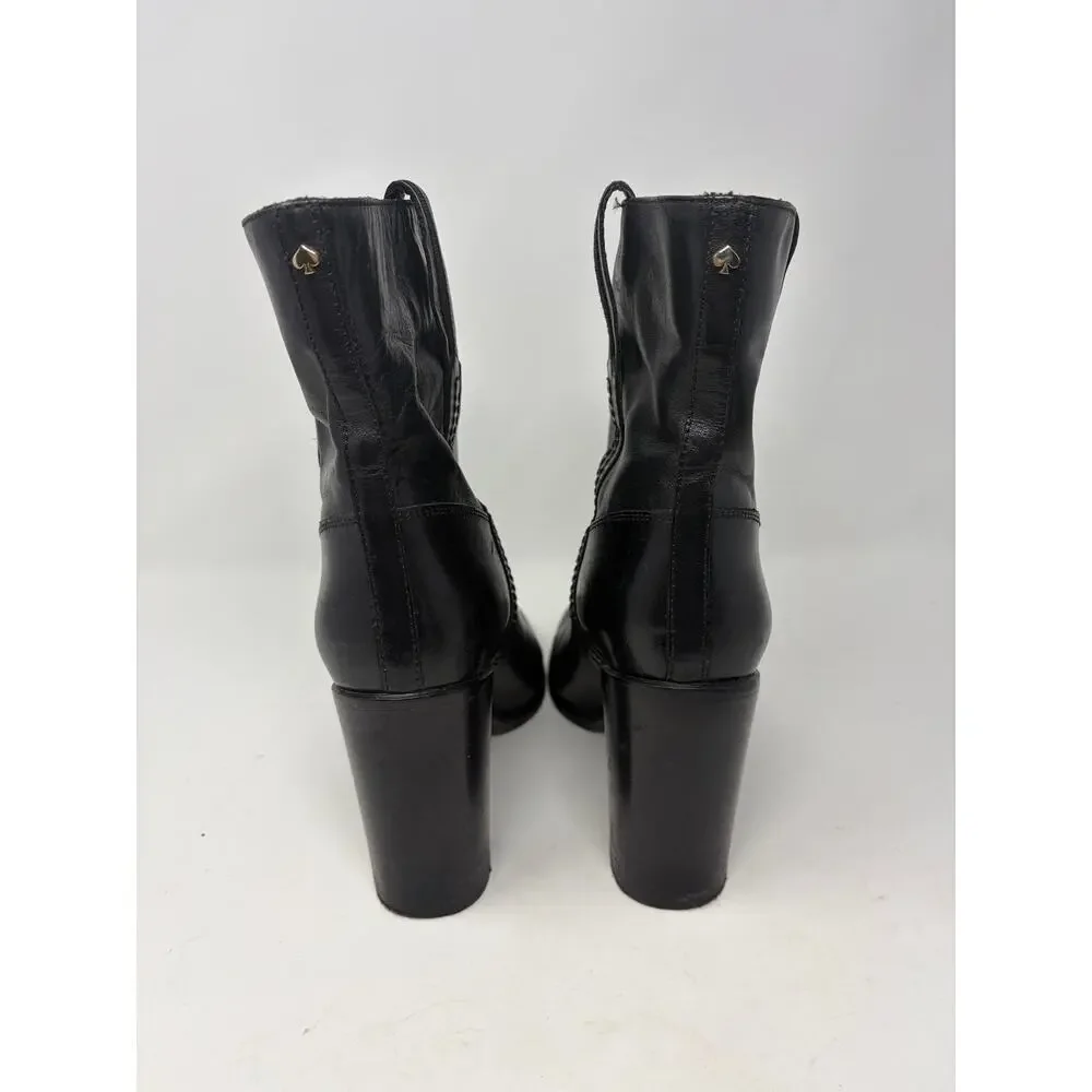 Kate Spade Baise heeled boots 10M black leather pull on almond toe